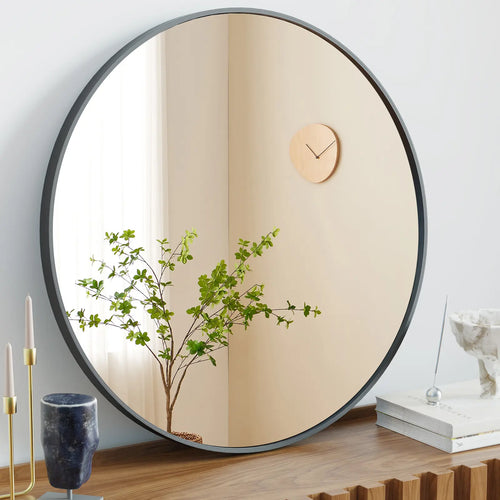 Sweet Furniture F round Wall Mirror 20/24/30 Inch, Bathroom Mirrors for over Sink, Circle Mirror for Bathroom, Entryway, Bedroom, Vanity